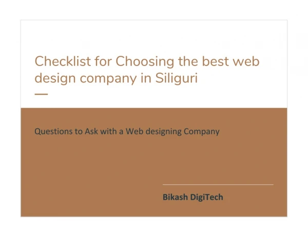 Checklist for choosing the best web design company in Siliguri