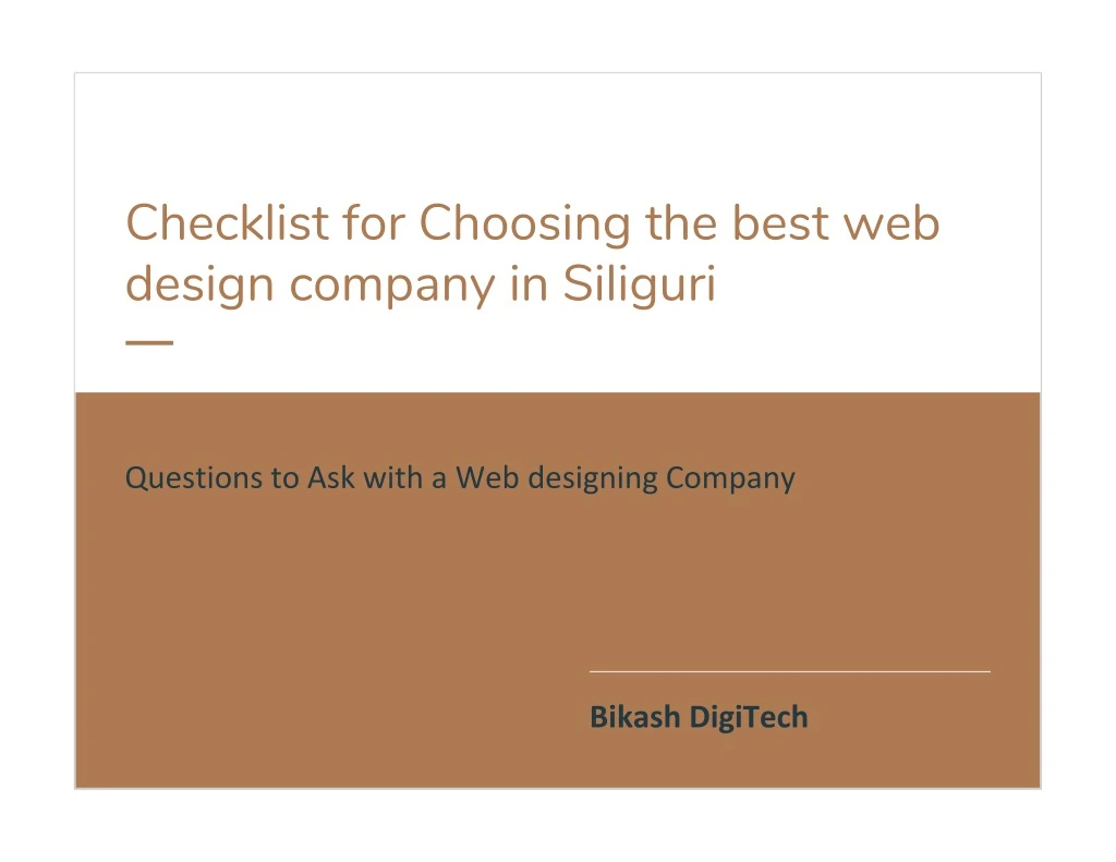 checklist for choosing the best web design company in siliguri