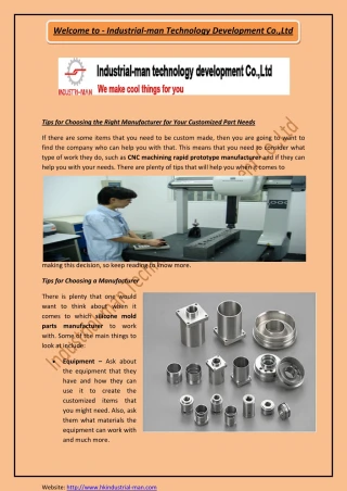 Vacuum Casting Prototype Manufacturer - slide 1