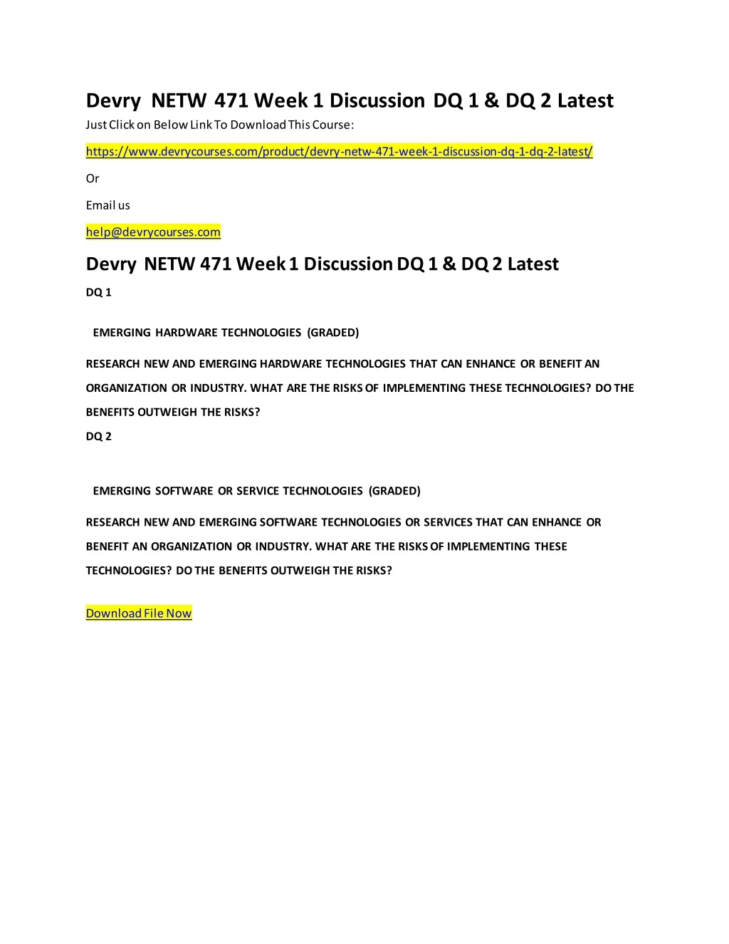 devry netw 471 week 1 discussion dq 1 dq 2 latest