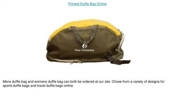 Printed Duffle Bag Online For Both Men & Women Sold at PrintStop