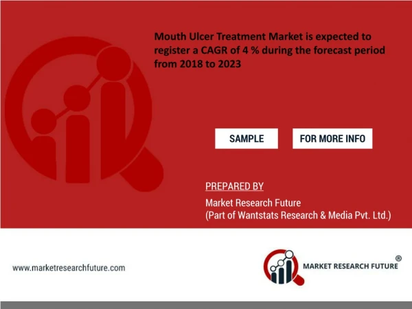 Mouth Ulcer Treatment Market is expected to register a CAGR of 4 % during the forecast period from 2018 to 2023
