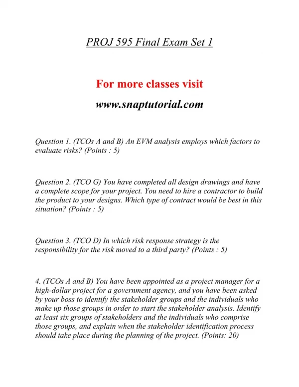 proj 595 final exam set 1
