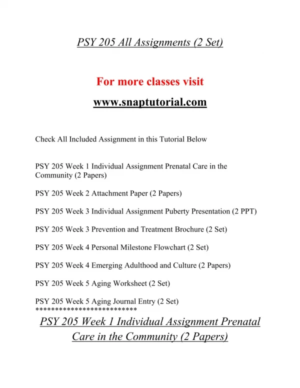 PSY 205 Education Specialist / snaptutorial.com