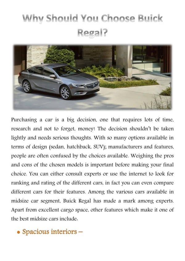 Why Should You Choose Buick Regal?