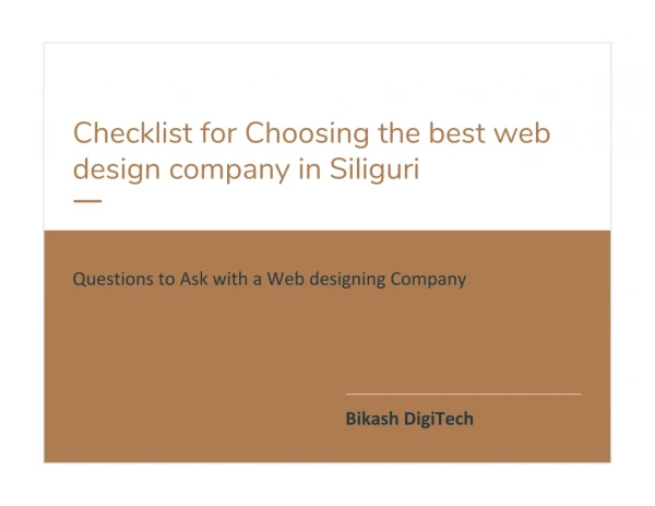 Checklist for choosing the best web design company in Siliguri