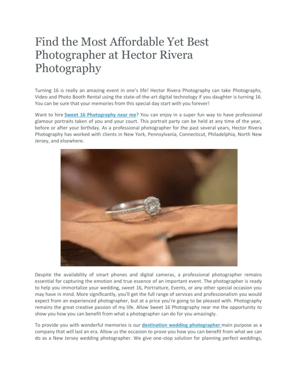 Find the Most Affordable Yet Best Photographer at Hector Rivera Photography