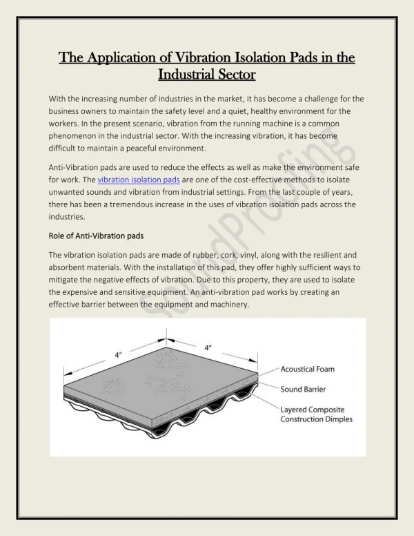 The Application of Vibration Isolation Pads in the Industrial Sector