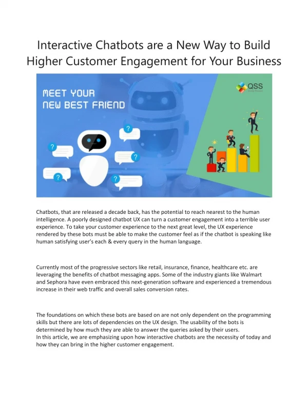 Interactive Chatbots are a New Way to Build Higher Customer Engagement for Your Business