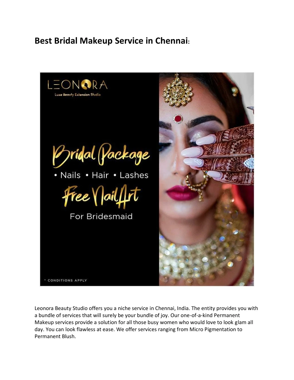best bridal makeup service in chennai
