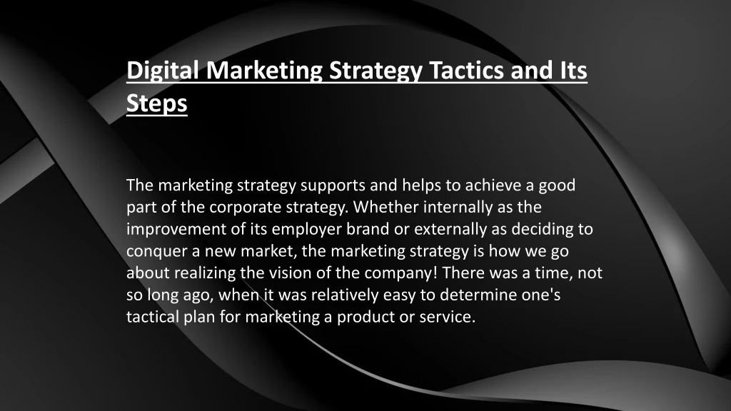 digital marketing strategy tactics and its steps