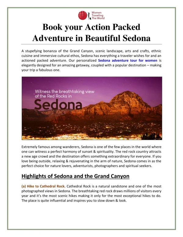 Book your Action Packed Adventure in Beautiful Sedona