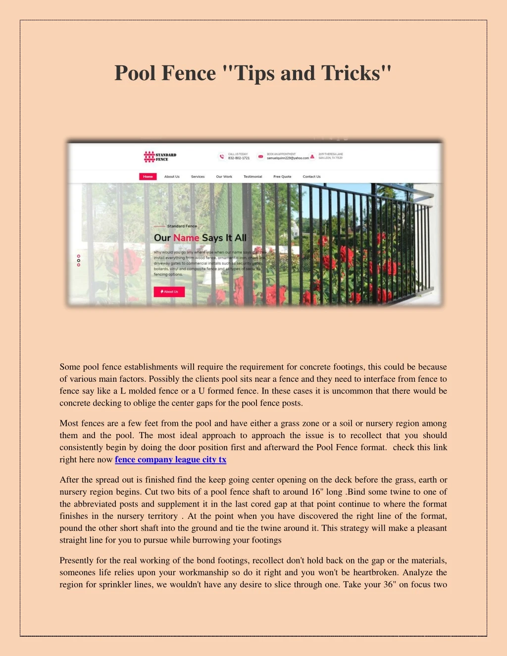 pool fence tips and tricks