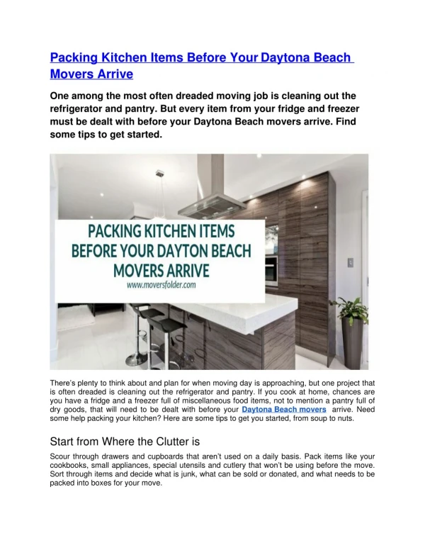 Packing Kitchen Items Before Your Daytona Beach Movers Arrive