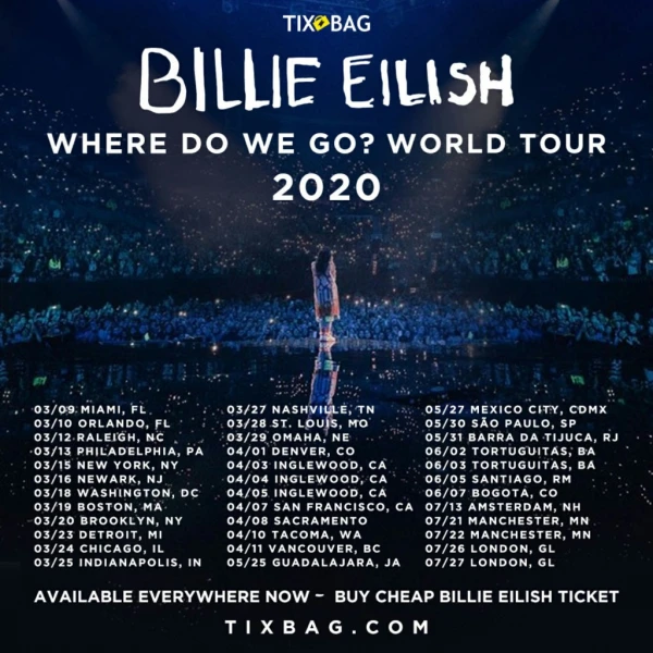 Upcoming Billie Eilish Announces 2020 World Tour Dates & Tickets | TixBag