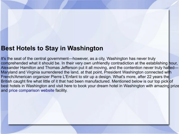Best Hotels in Washington