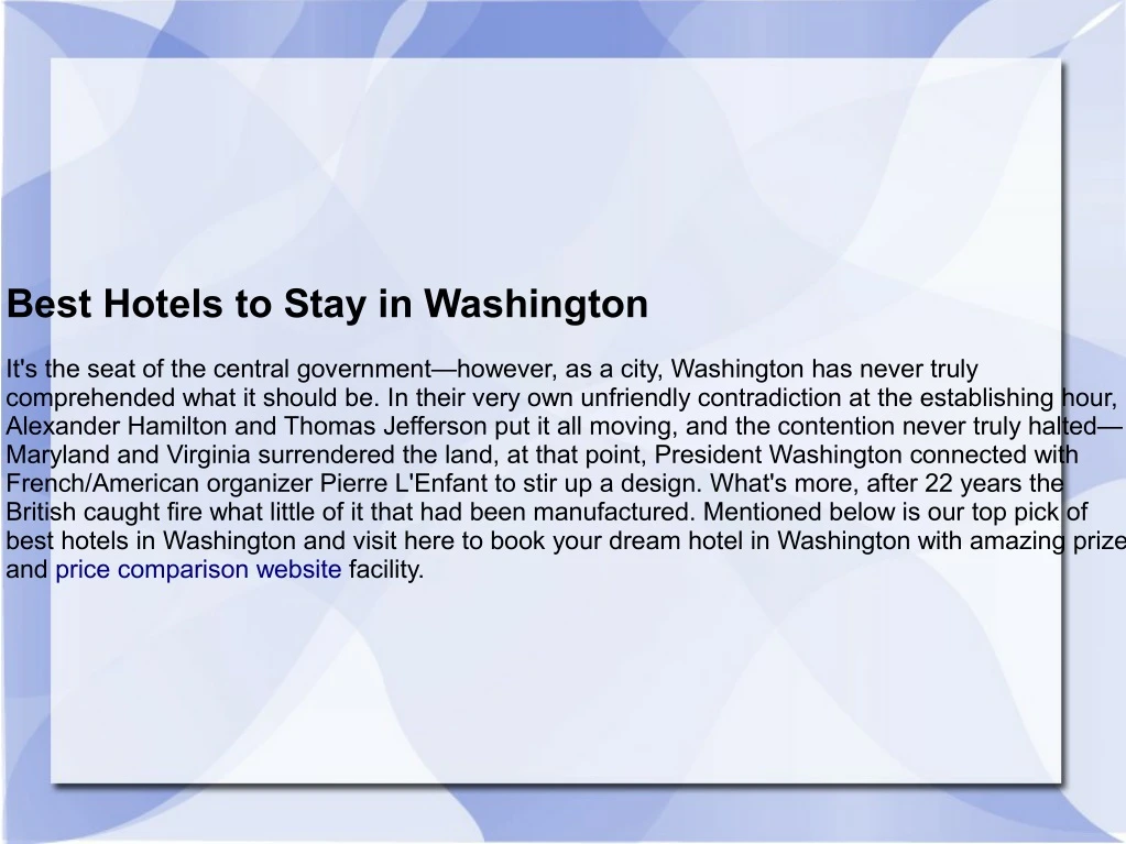 best hotels to stay in washington