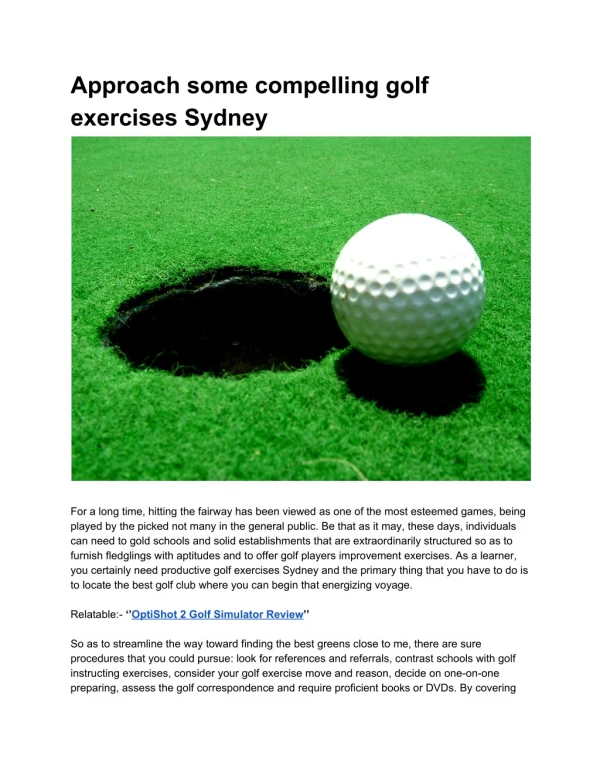 Approach some compelling golf exercises Sydney