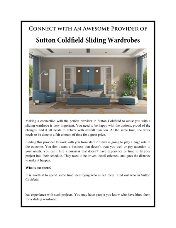 Awesome Provider of Sutton Coldfield Sliding Wardrobes
