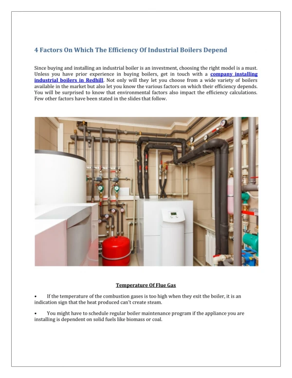 4 Factors On Which The Efficiency Of Industrial Boilers Depend