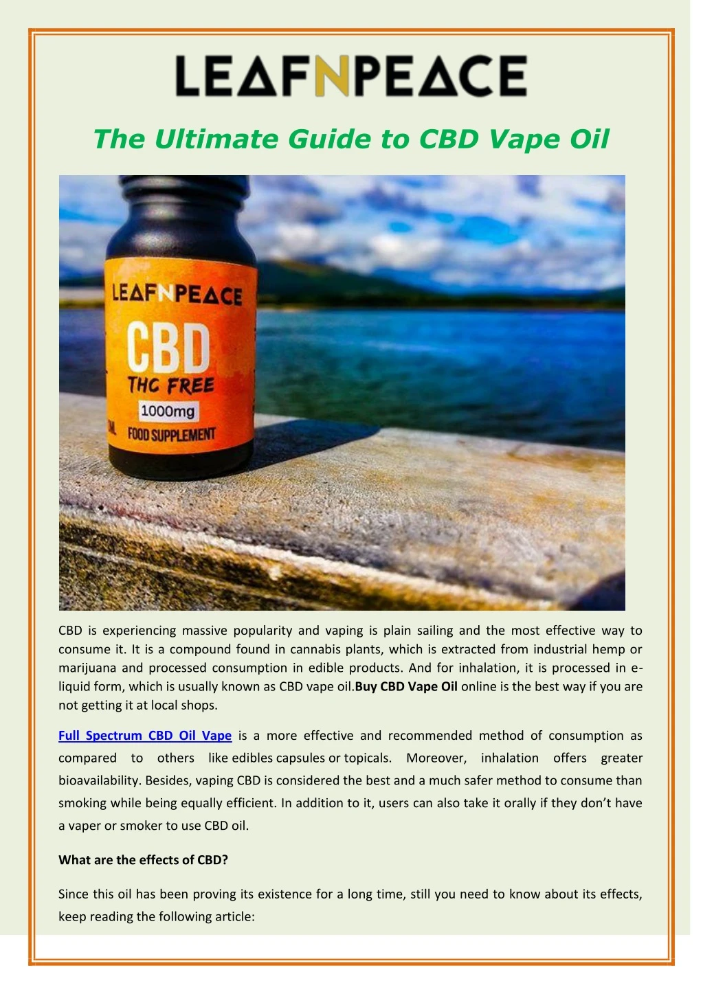 the ultimate guide to cbd vape oil