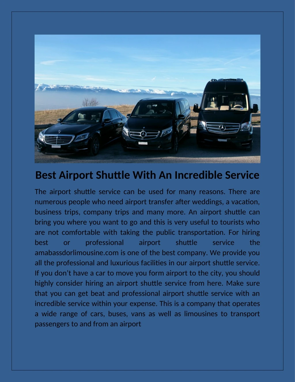 best airport shuttle with an incredible service