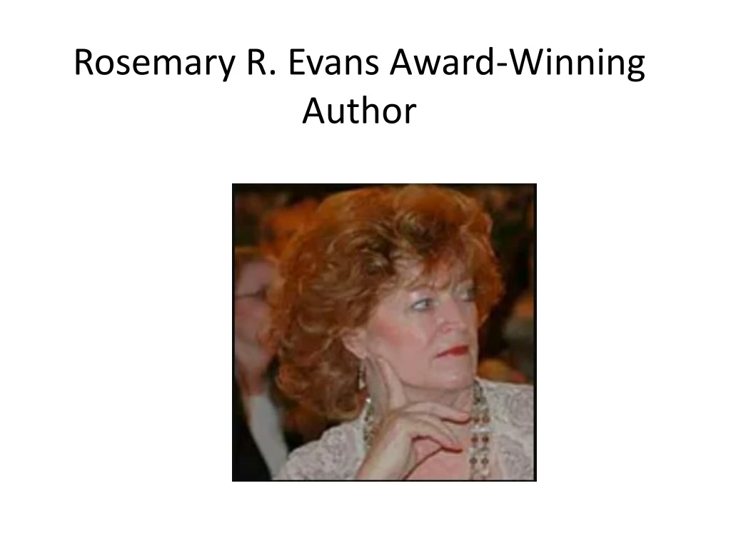 rosemary r evans award winning author