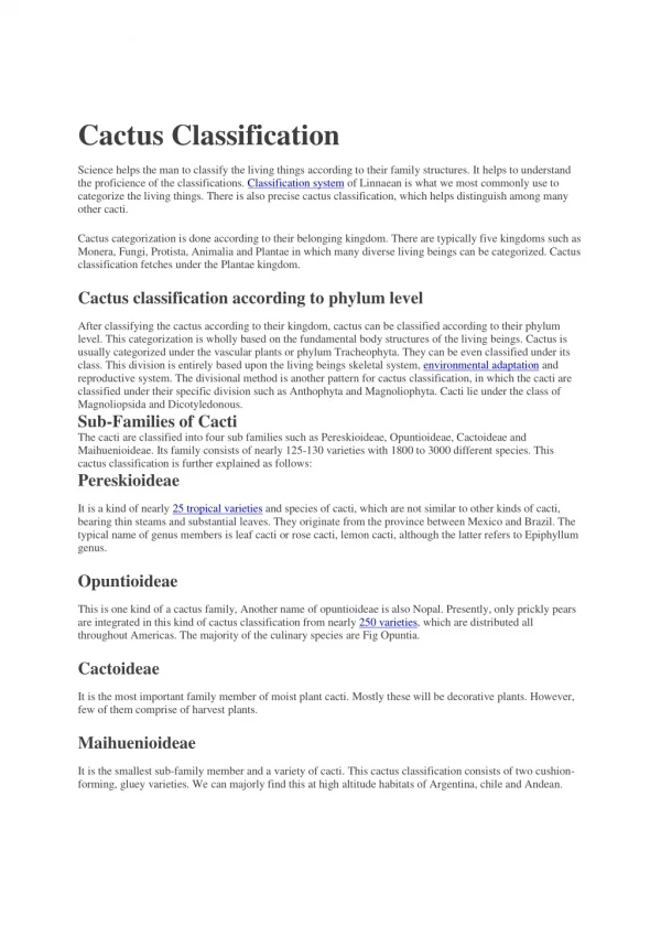 Cactus Classification