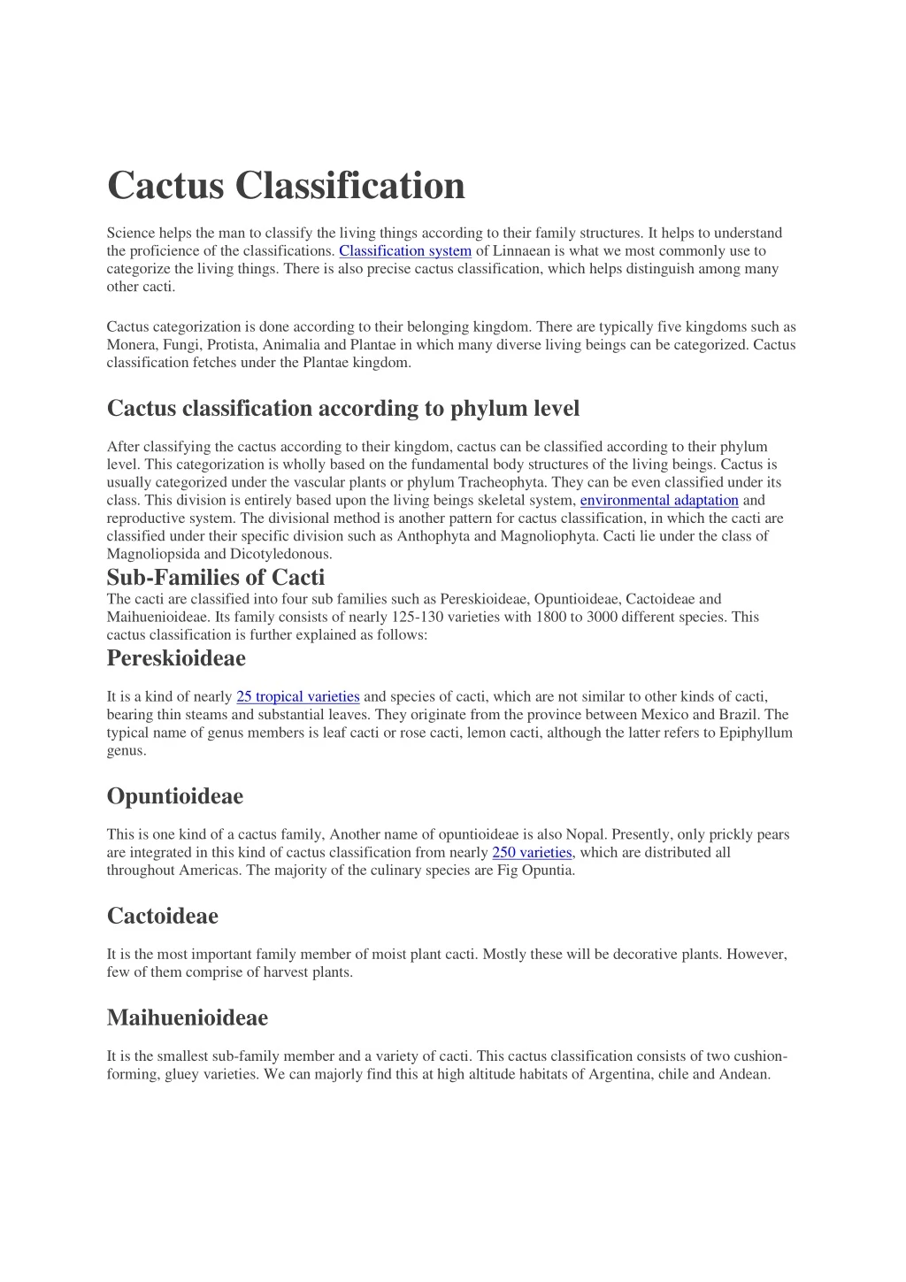 cactus classification