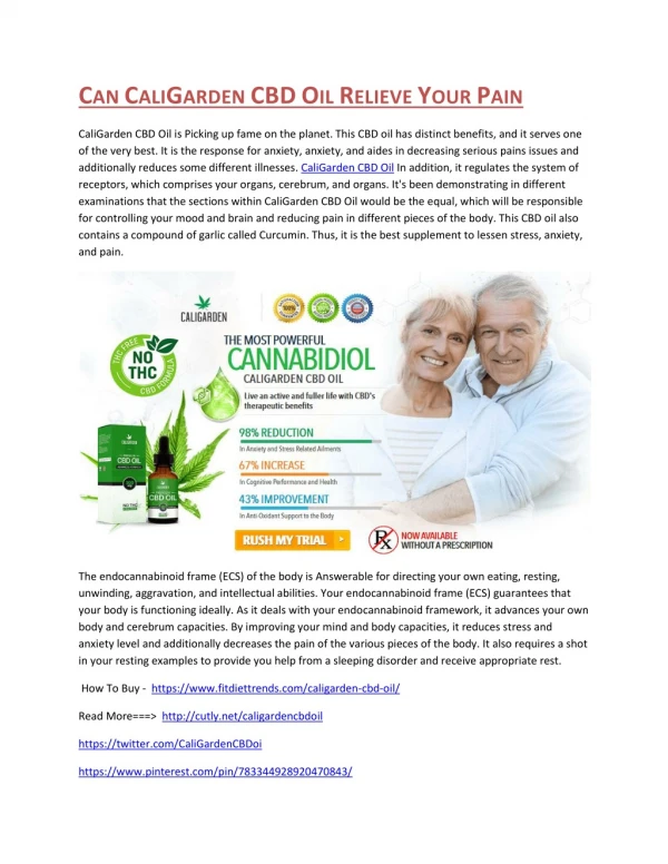 Can CaliGarden CBD Oil Relieve Your Pain