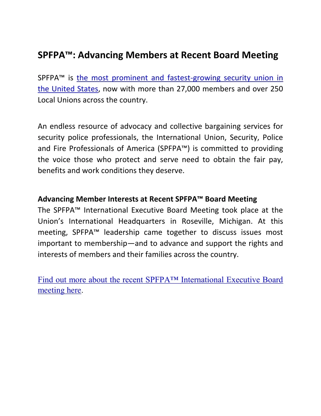 spfpa advancing members at recent board meeting