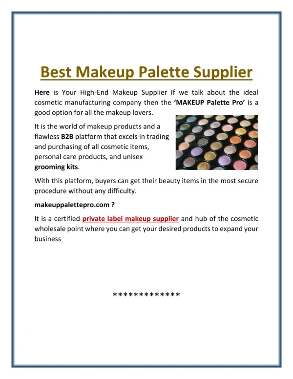 Best Makeup Palette Supplier
