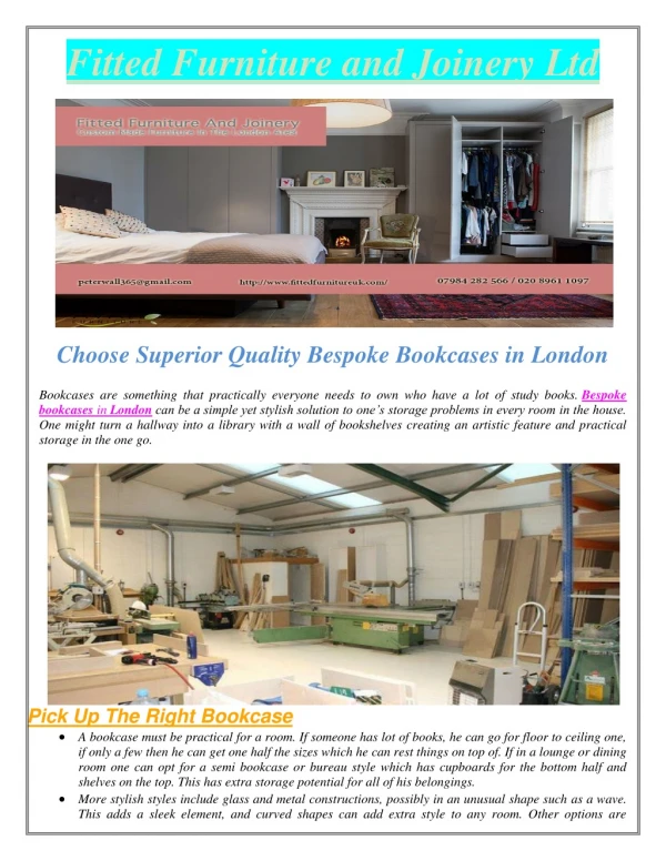Choose Superior Quality Bespoke Bookcases in London
