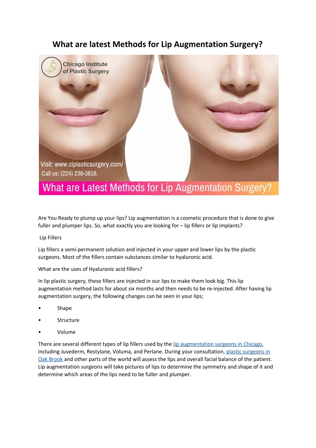 what are latest methods for lip augmentation