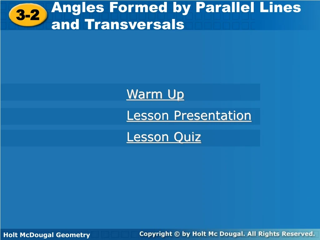 angles formed by parallel lines and transversals