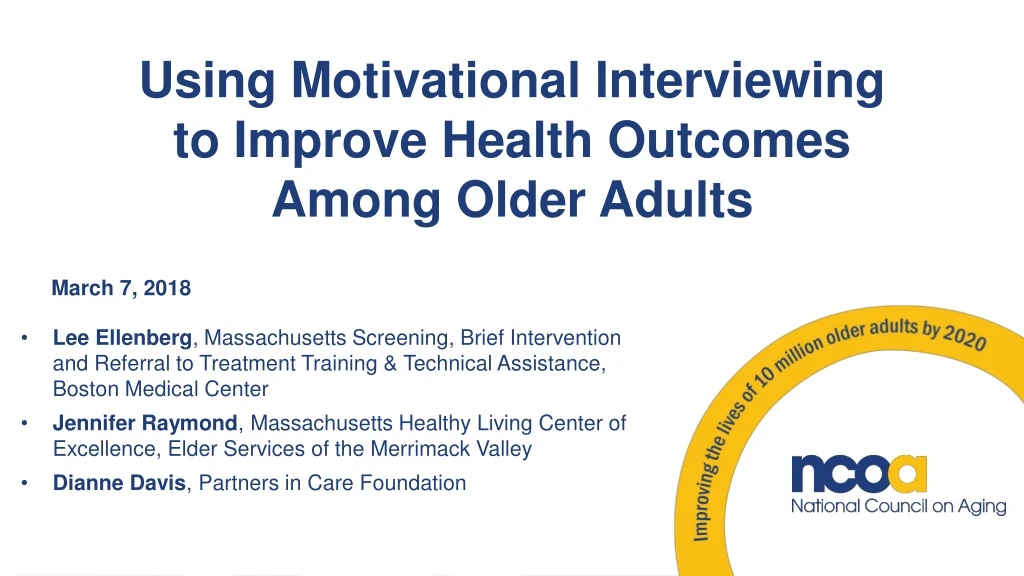 using motivational interviewing to improve health outcomes among older adults