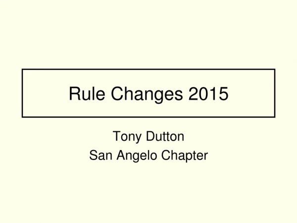 Rule Changes 2015