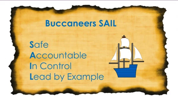 Buccaneers SAIL S afe A ccountable I n Control L ead by Example