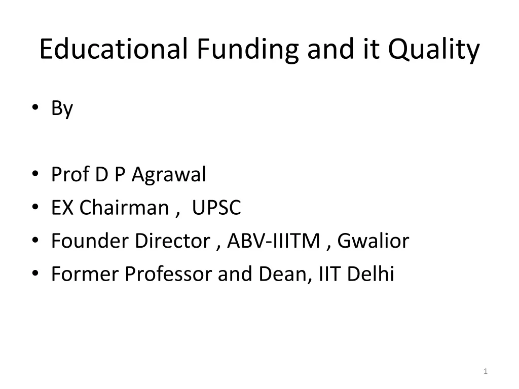 educational funding and it quality