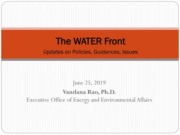 June 25, 2019 Vandana Rao, Ph.D. Executive Office of Energy and Environmental Affairs