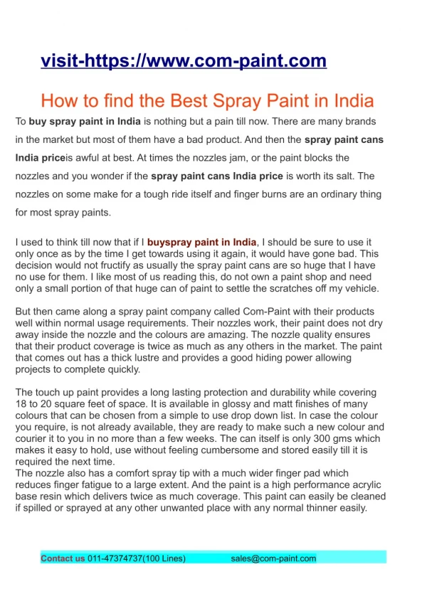 How to find the Best Spray Paint in India