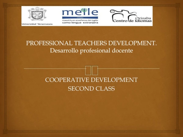 PROFESSIONAL TEACHERS DEVELOPMENT. Desarrollo profesional docente
