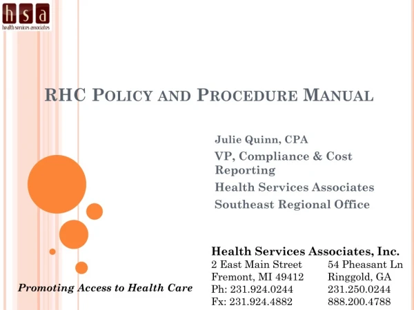 RHC Policy and Procedure Manual