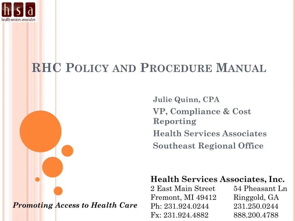 rhc policy and procedure manual