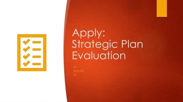 Apply: Strategic Plan Evaluation