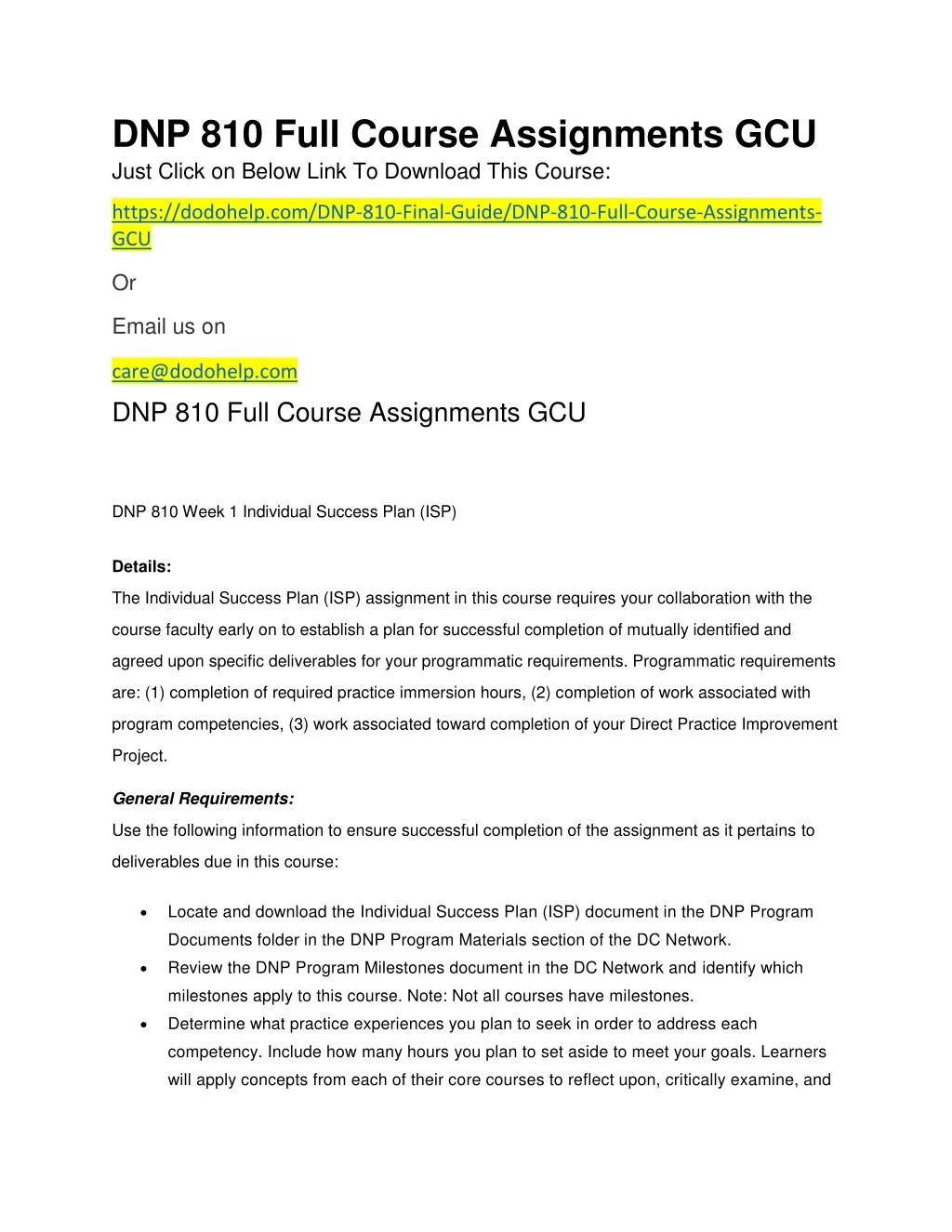 dnp 810 full course assignments gcu just click