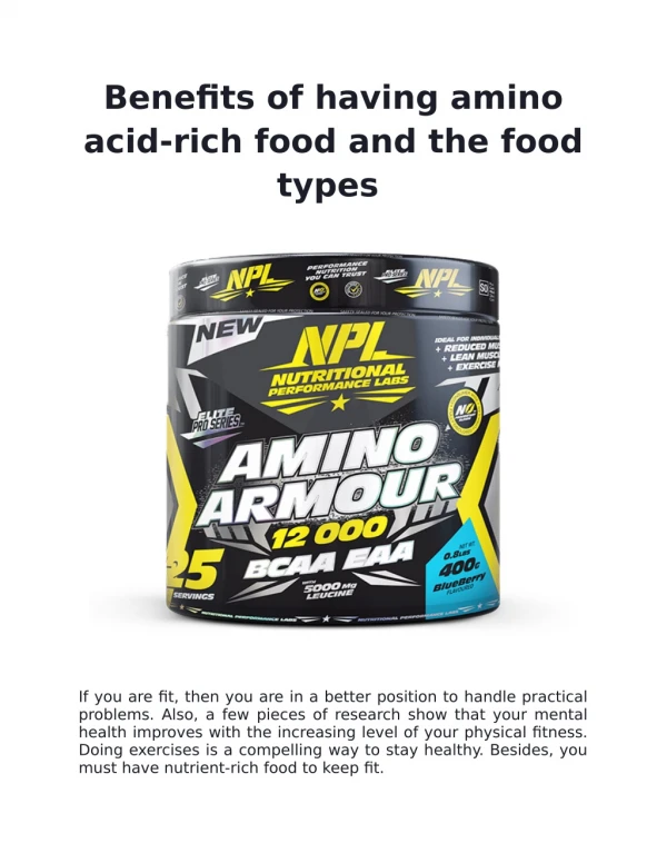 Benefits of having amino acid-rich food and the food types