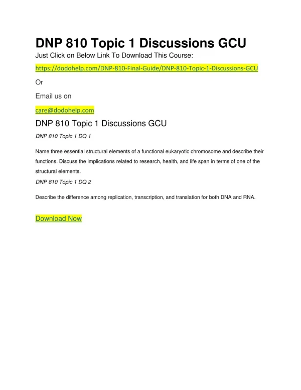 DNP 810 Topic 1 Discussions GCU