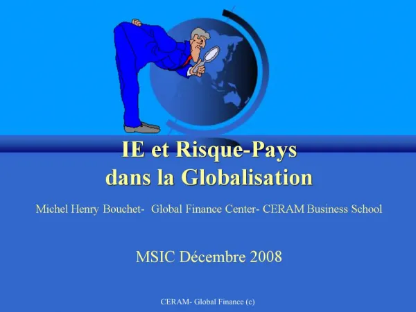 IE et Risque-Pays dans la Globalisation Michel Henry Bouchet- Global Finance Center- CERAM Business School MSIC D ce