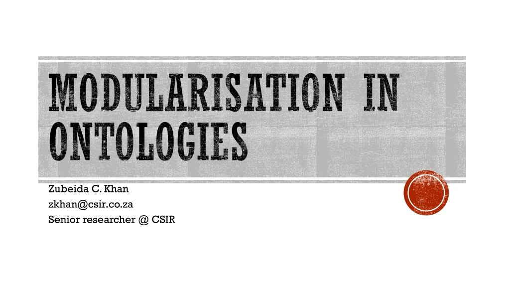 modularisation in ontologies